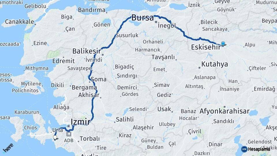 Eskişehir Seferihisar İzmir Arası Kaç Km - Yol Haritası