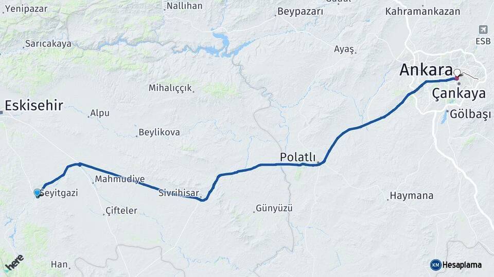 Seyitgazi Ankara Arası Kaç Km - Yol Tarifi