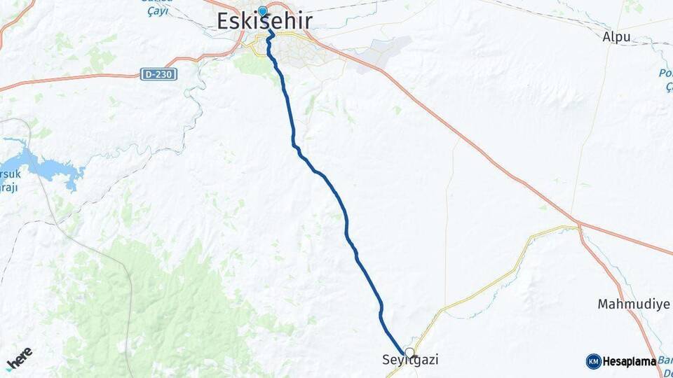 Eskişehir Seyitgazi Arası Kaç Km - Yol Haritası