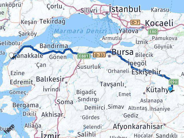Seyitgazi Çanakkale Arası Kaç Km - Yol Tarifi