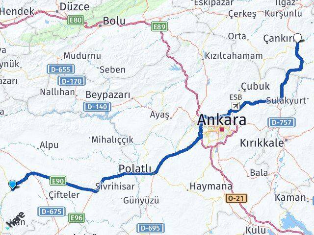 Seyitgazi Çankırı Arası Kaç Km - Yol Tarifi
