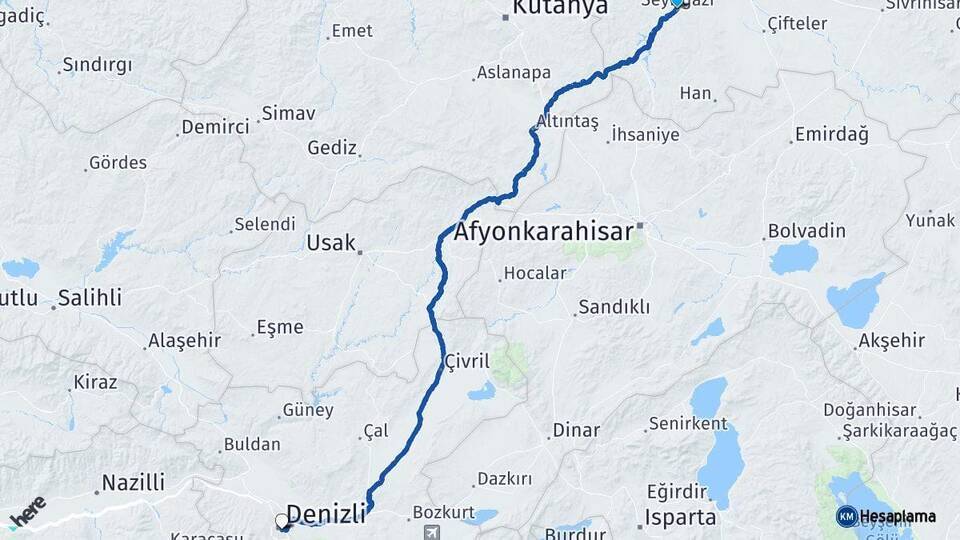 Seyitgazi Denizli Arası Kaç Km - Yol Tarifi