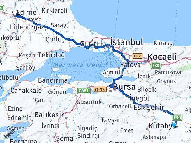 Seyitgazi Edirne Arası Kaç Km - Yol Tarifi