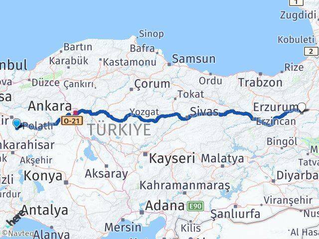 Seyitgazi Erzurum Arası Kaç Km - Yol Tarifi