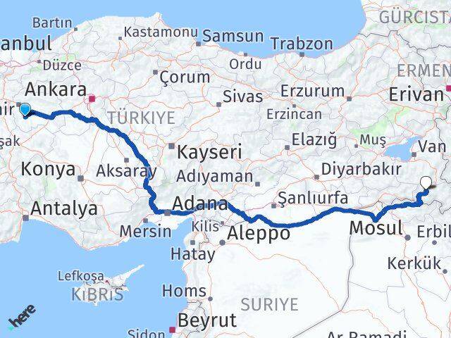 Seyitgazi Hakkari Arası Kaç Km - Yol Tarifi