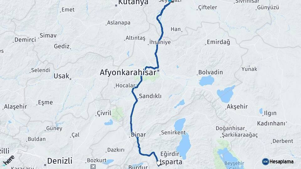 Seyitgazi Isparta Arası Kaç Km - Yol Tarifi