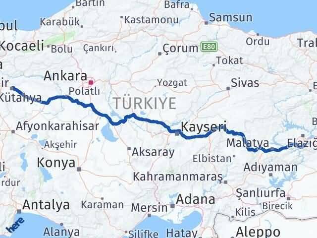 Eskişehir Sivrice Elazığ Arası Kaç Km - Yol Haritası
