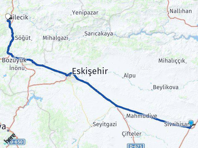 Eskişehir Sivrihisar Bilecik Arası Kaç Km - Yol Haritası