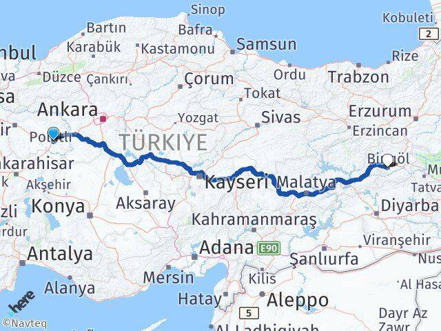 Eskişehir Sivrihisar Bingöl Arası Kaç Km - Yol Haritası