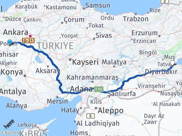 Eskişehir Sivrihisar Bitlis Arası Kaç Km - Yol Haritası