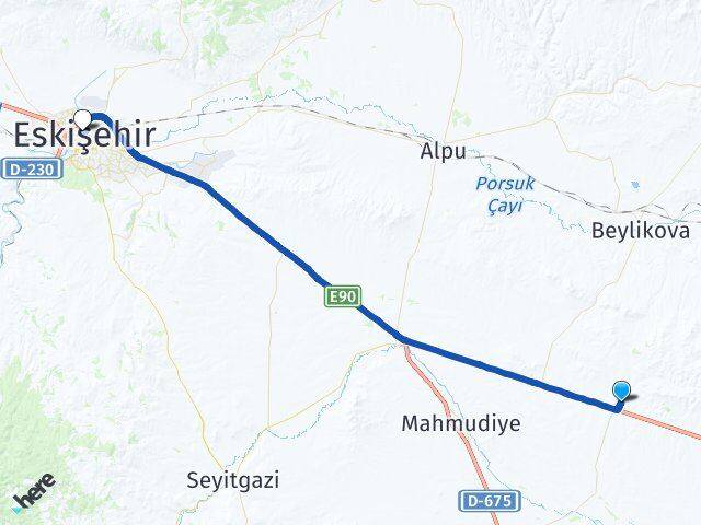 Eskişehir Sivrihisar Kaymaz Arası Kaç Km - Yol Haritası