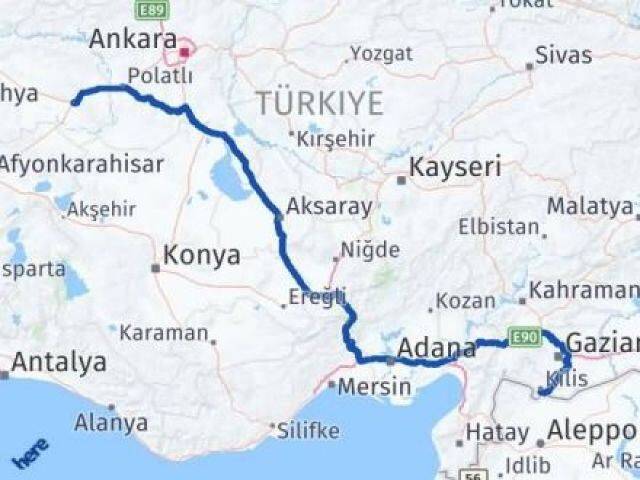 Eskişehir Sivrihisar Kilis Arası Kaç Km - Yol Haritası