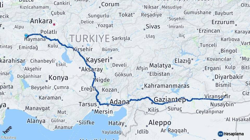 Eskişehir Sivrihisar Mardin Arası Kaç Km - Yol Haritası