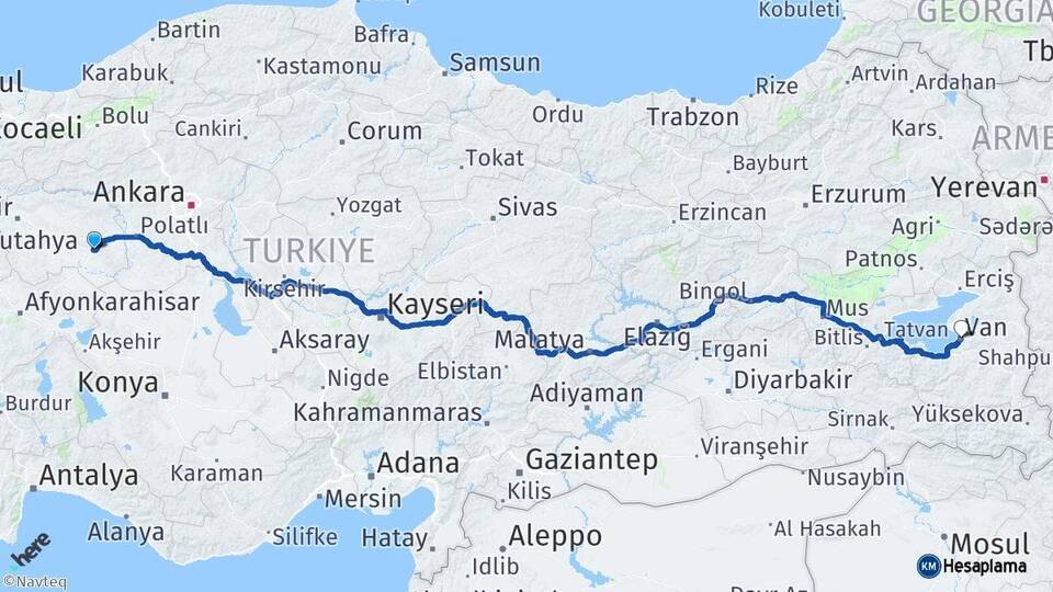 Eskişehir Sivrihisar Van Arası Kaç Km - Yol Haritası