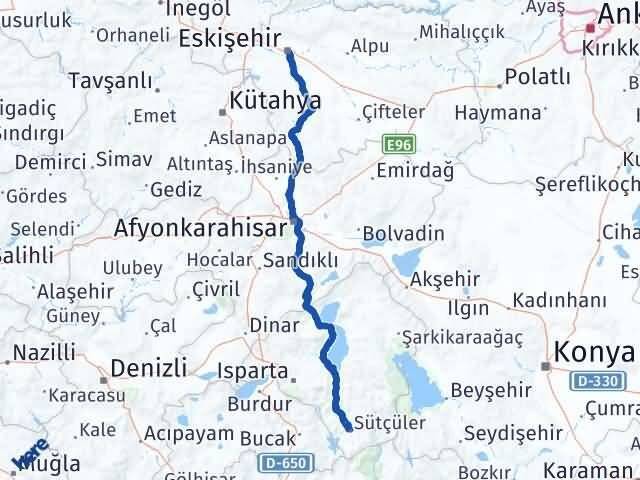 Eskişehir Sütçüler Isparta Arası Kaç Km - Yol Haritası