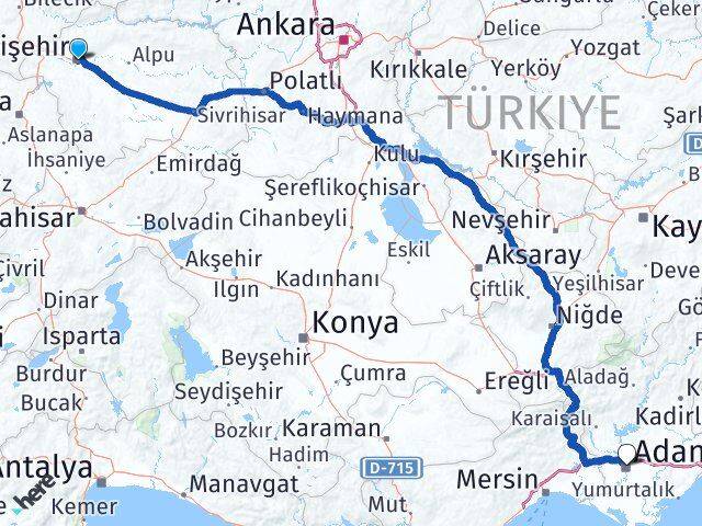 Tepebaşı Adana Arası Kaç Km - Yol Tarifi