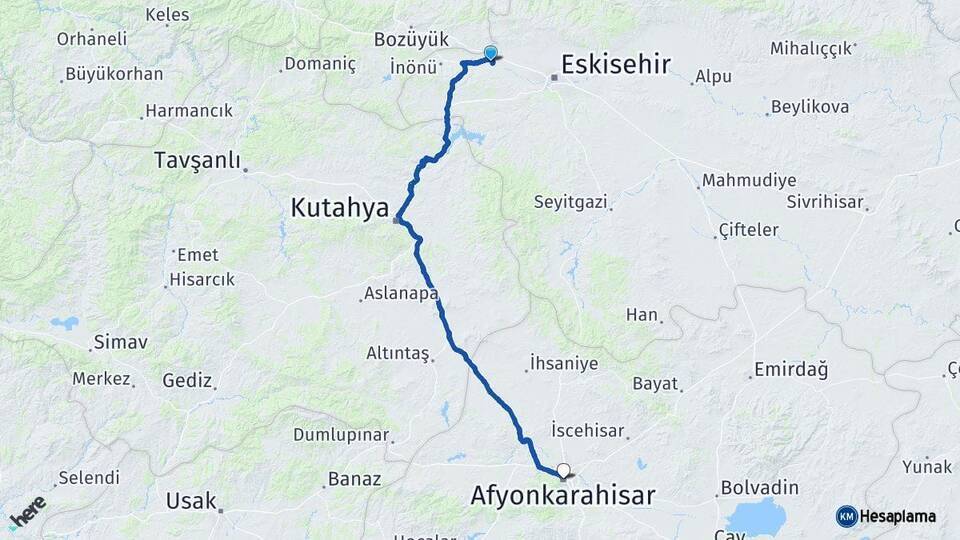 Tepebaşı Afyonkarahisar Arası Kaç Km - Yol Tarifi