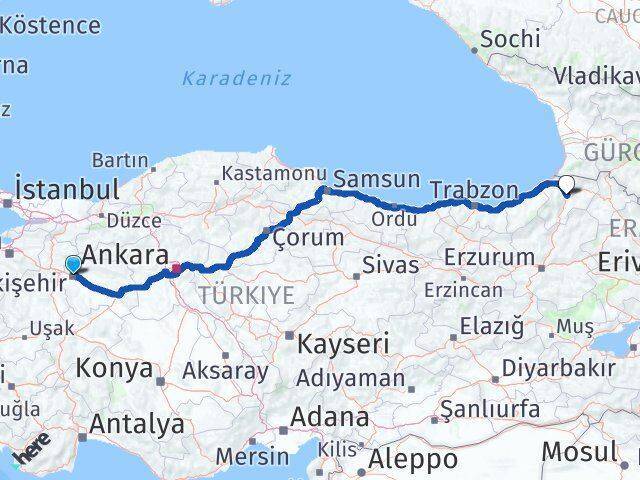 Tepebaşı Artvin Arası Kaç Km - Yol Tarifi