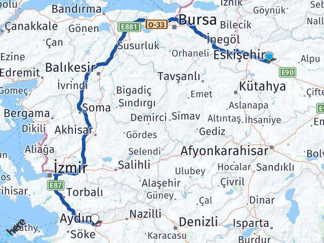 Tepebaşı Aydın Arası Kaç Km - Yol Tarifi