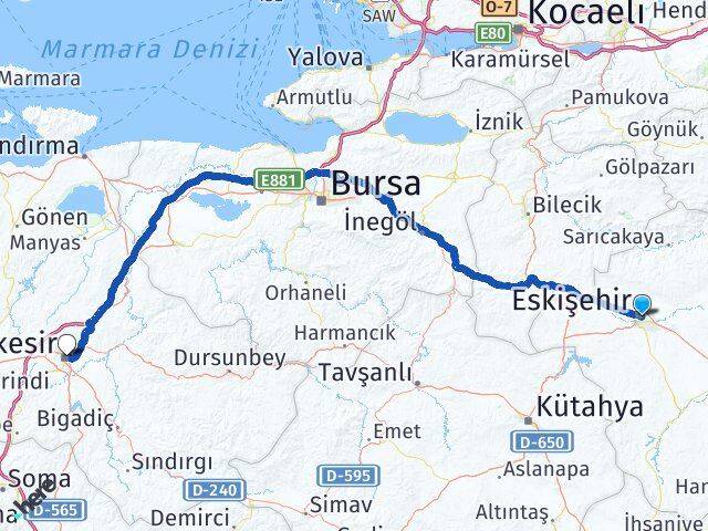 Tepebaşı Balıkesir Arası Kaç Km - Yol Tarifi