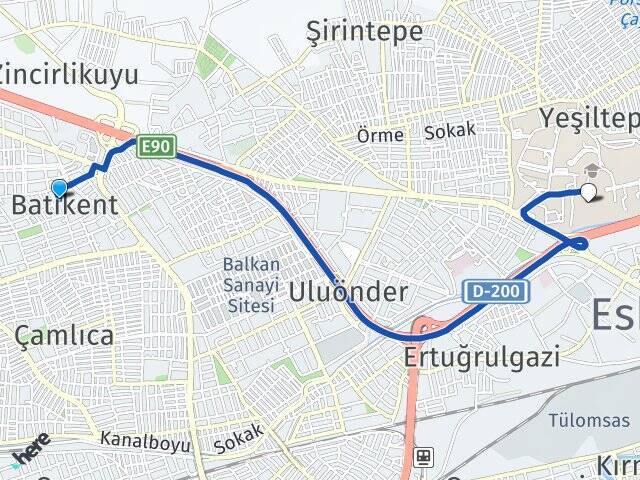 Batıkent Anadolu Üniversitesi Arası Kaç Km - Yol Tarifi
