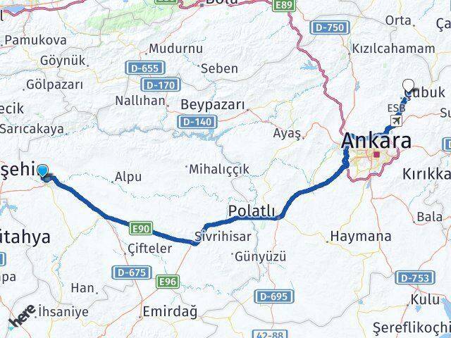 Eskişehir Tepebaşı Batıkent Kargın Çubuk Ankara Arası Kaç Km - Yol Haritası