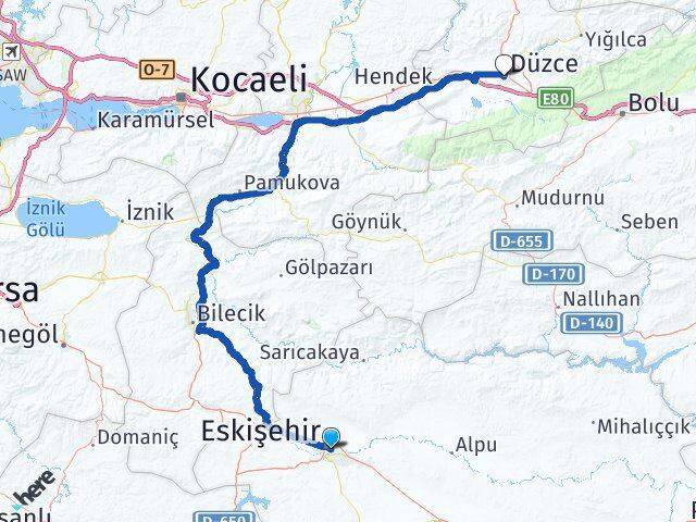 Tepebaşı Düzce Arası Kaç Km - Yol Tarifi