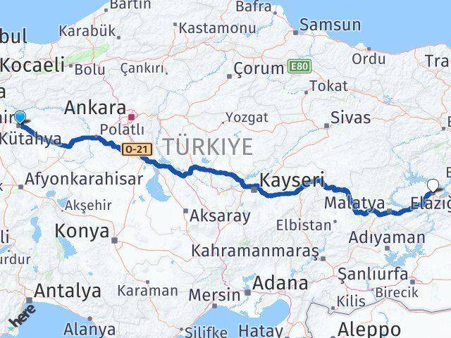 Tepebaşı Elazığ Arası Kaç Km - Yol Tarifi