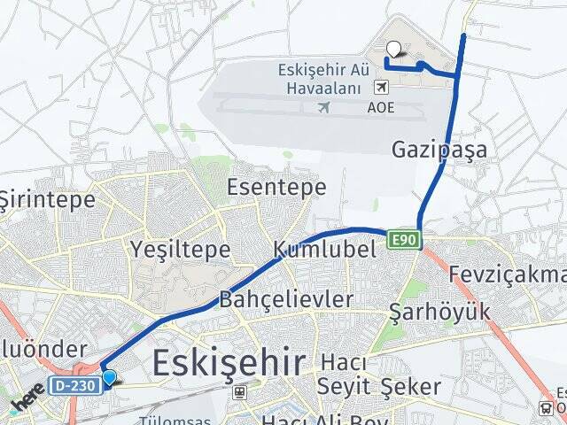 Ertuğrulgazi Eskişehir Teknik Üniversitesi Arası Kaç Km - Yol Tarifi