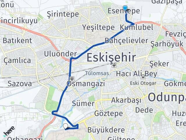 Esentepe Osmangazi Üniversitesi Arası Kaç Km - Yol Tarifi