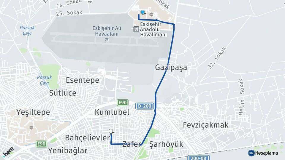 Eskişehir Teknik Üniversitesi Fatih Arası Kaç Km - Yol Tarifi
