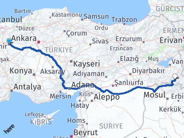 Tepebaşı Hakkari Arası Kaç Km - Yol Tarifi
