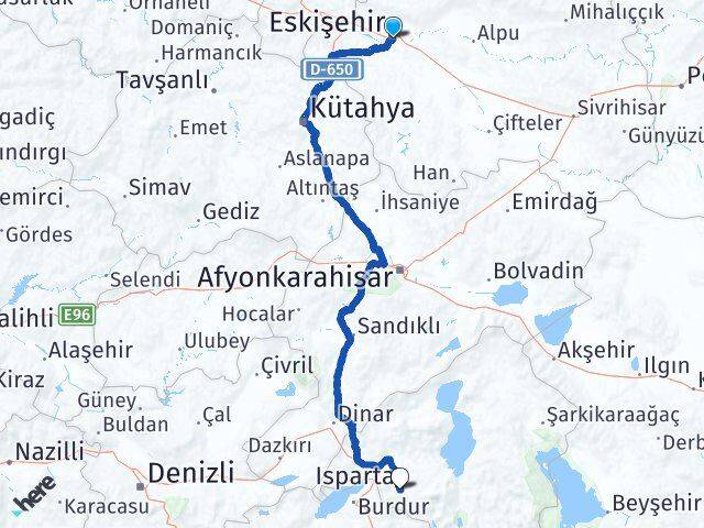 Tepebaşı Isparta Arası Kaç Km - Yol Tarifi
