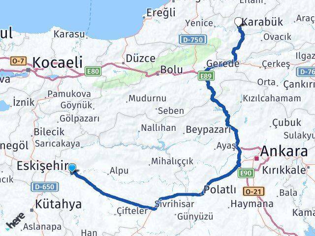 Tepebaşı Karabük Arası Kaç Km - Yol Tarifi