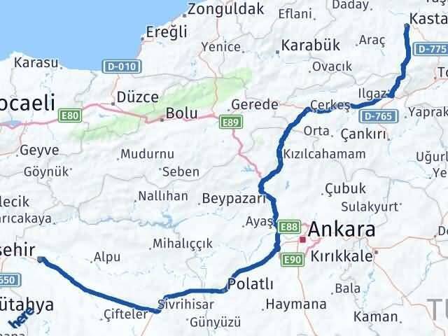 Tepebaşı Kastamonu Arası Kaç Km - Yol Tarifi