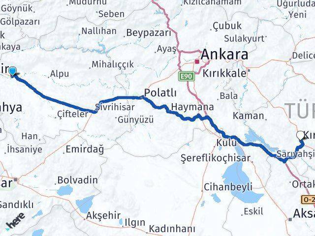 Tepebaşı Kırşehir Arası Kaç Km - Yol Tarifi