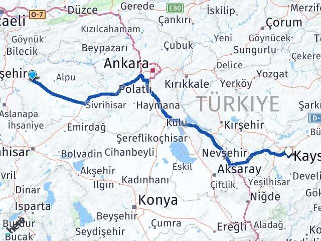 Merkez Yeni Hacılar Arası Kaç Km - Yol Tarifi