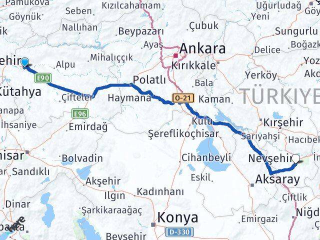 Tepebaşı Nevşehir Arası Kaç Km - Yol Tarifi