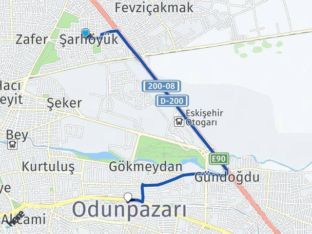 Eskişehir Tepebaşı Şarhöyük Odunpazarı Arası Kaç Km - Yol Haritası