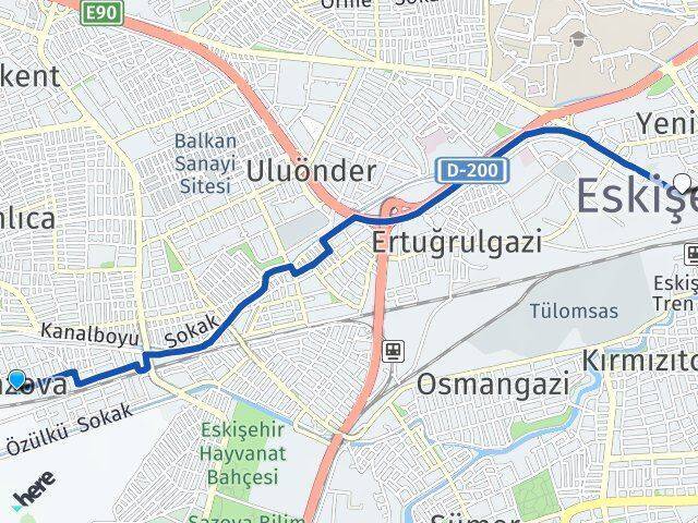 Sazova Eskişehir Arası Kaç Km - Yol Tarifi