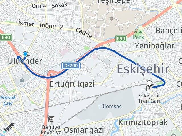 Uluönder Eskişehir Tren Garı Arası Kaç Km - Yol Tarifi