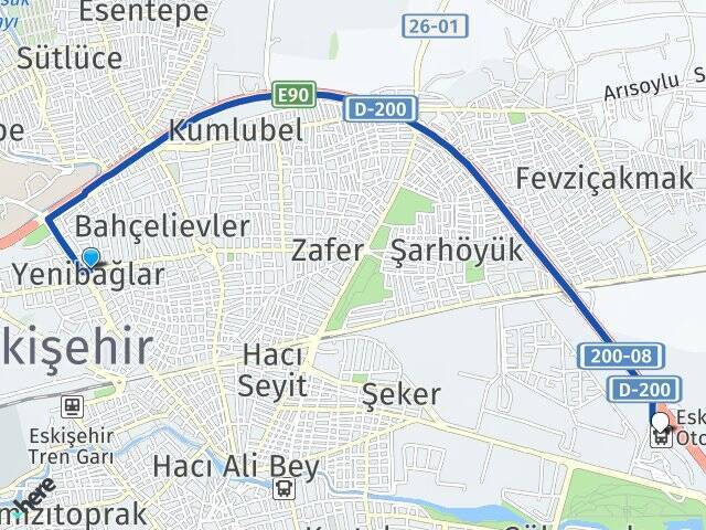 Yenibağlar Eskişehir Otogarı Arası Kaç Km - Yol Tarifi