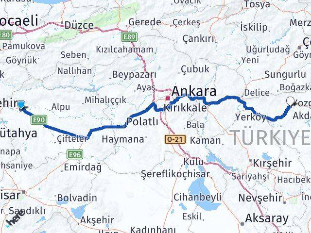 Tepebaşı Yozgat Arası Kaç Km - Yol Tarifi