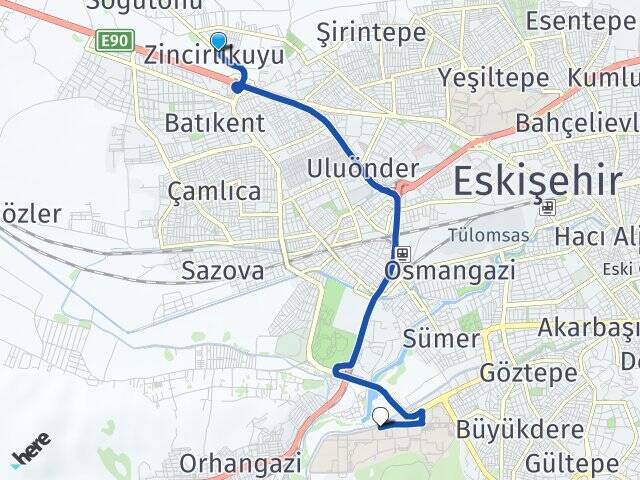 Zincirlikuyu Osmangazi Üniversitesi Arası Kaç Km - Yol Tarifi