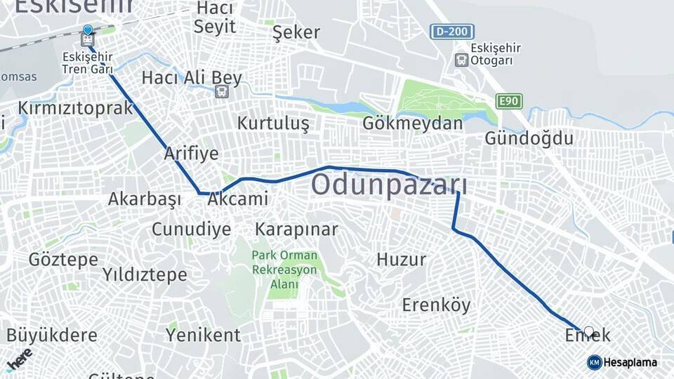 Eskişehir Tren Garı Emek Arası Kaç Km - Yol Tarifi