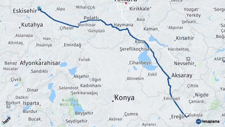 Eskişehir Ulukışla Niğde Arası Kaç Km - Yol Haritası