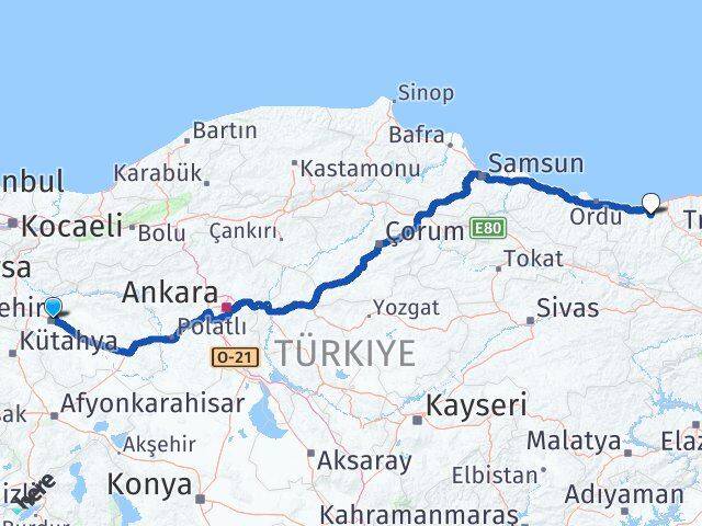 Eskişehir Yağlıdere Arası Kaç Km - Yol Tarifi