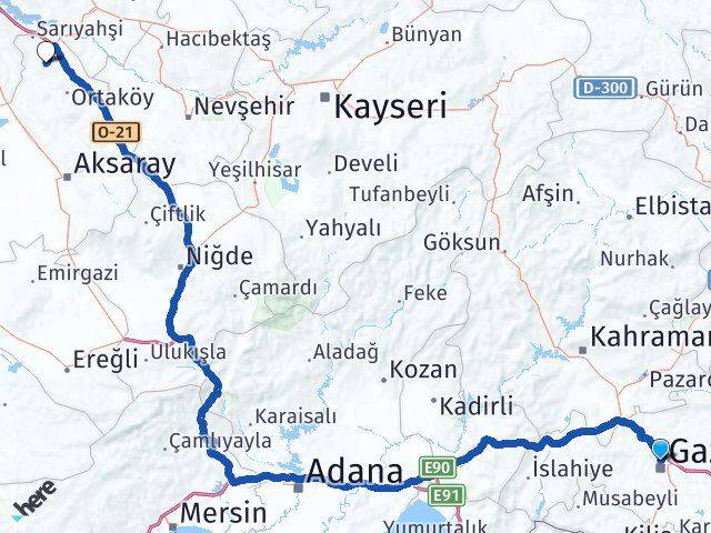 Gaziantep Ağaçören Aksaray Arası Kaç Km - Yol Haritası