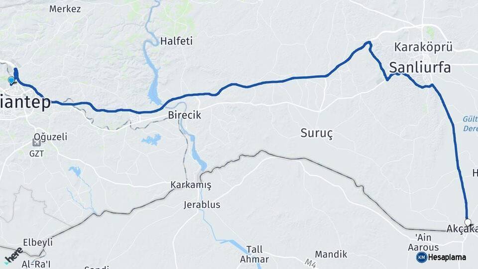 Gaziantep Akçakale Şanlıurfa Arası Kaç Km - Yol Haritası