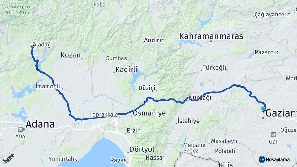 Gaziantep Aladağ Arası Kaç Km - Yol Tarifi